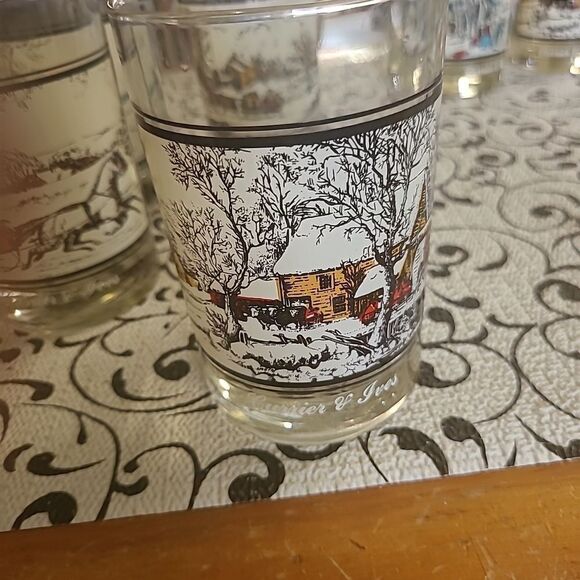 Set of Four Currier and Ives Glasses - Picture 5 of 8